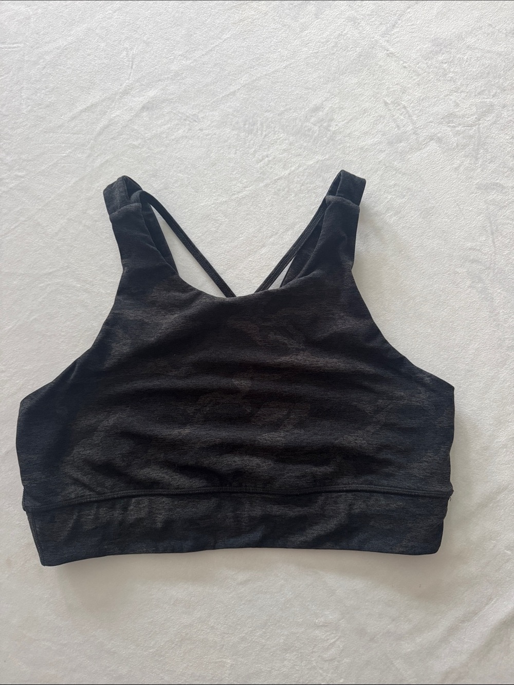 Vuori Black Camo High-Neck Strappy Sports Bra